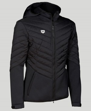 Arena Hooded Half-Quiltad Jacka Svarta | IAF87G-806