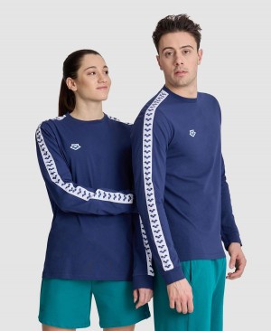 Arena Icons Long Sleeve T-Shirt Marinblå Vita | QQC40X-666