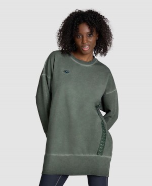 Arena Icons Oversized Crewneck Sweatshirt Olivgröna | MAI73S-758