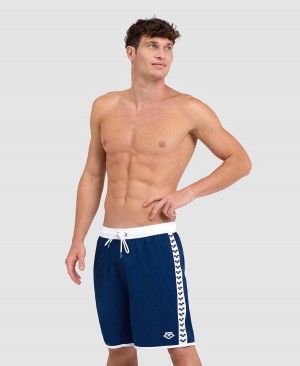 Arena Icons Team Stripe Bermuda Shorts Marinblå Vita | EQC24J-080