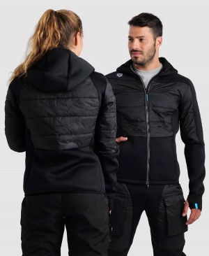 Arena Team Half-Quiltad Hooded Jacka Svarta | QIS87S-300