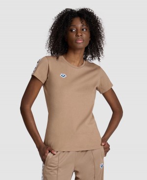 Arena Team Korta Sleeve T-Shirt Khaki Vita | IPV30Q-968