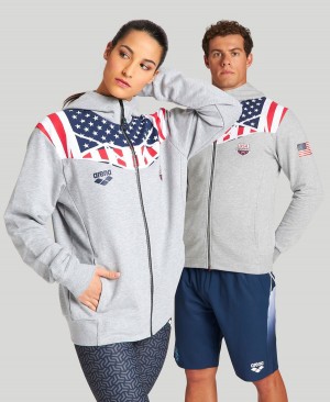 Arena USA Swimming Team Kit Hooded Zip Jacka Grå | YPX54X-430