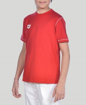 Arena Youth Team Line Korta Sleeve T-Shirt Röda | HEO40V-398