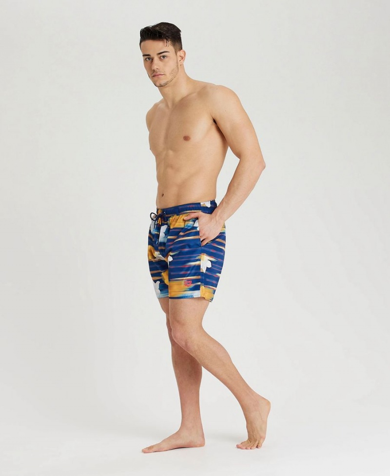 Arena Allover Print Beach Shorts Marinblå Olika Färger | CHY87Z-610