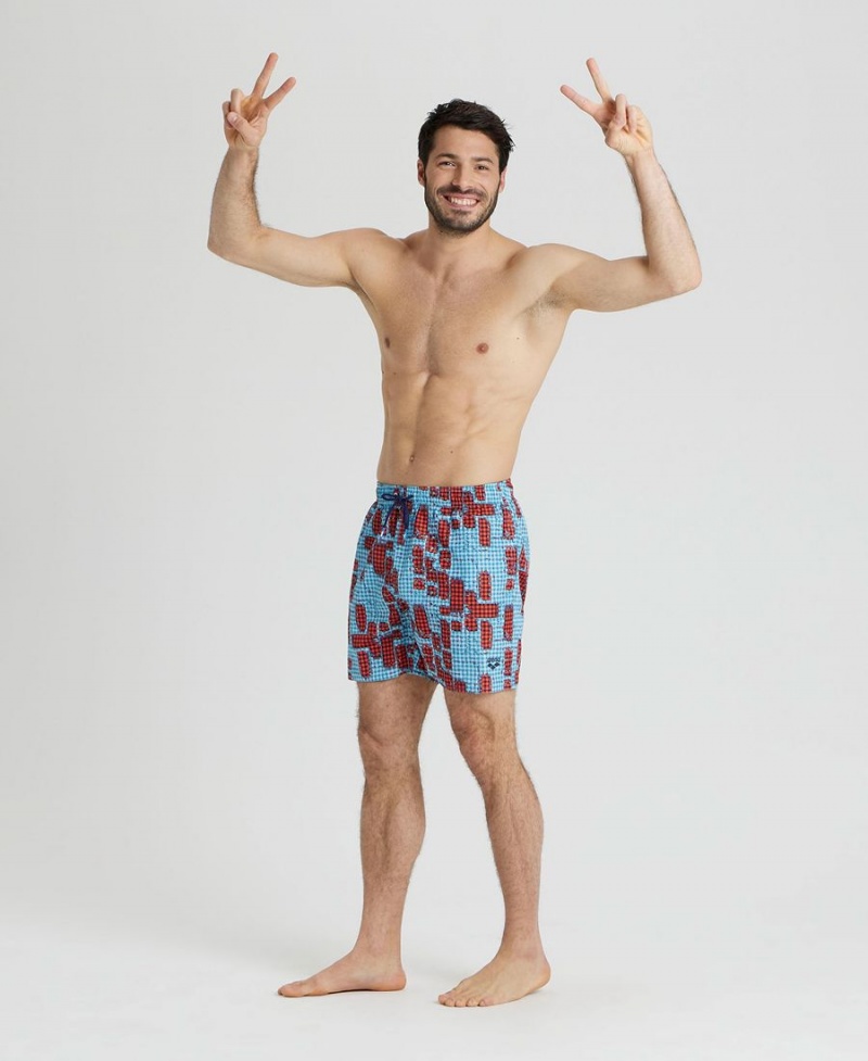 Arena Allover Print Beach Shorts Röda Olika Färger | EHF38S-121