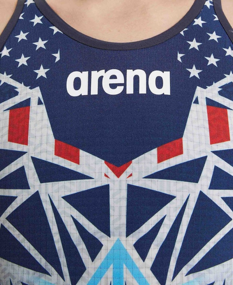 Arena Core FX Open Back USA Athlete Authentic Limited Edition Tävlingsbaddräkt Marinblå Olika Färger | VSB26G-529