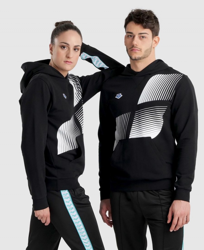 Arena Diamonds Solid Hoodie Svarta Vita | ZSP02Z-462