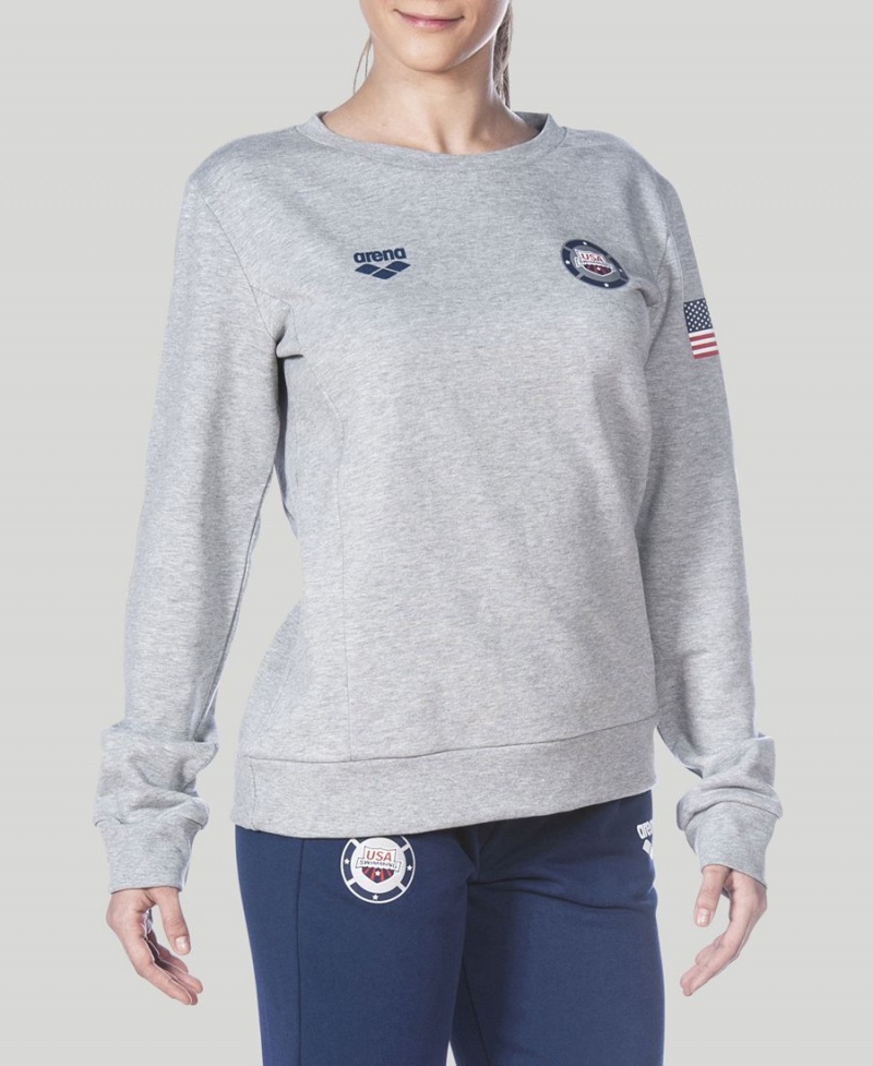 Arena Essential Crew Sweatshirt Grå Röda | EQW54W-165