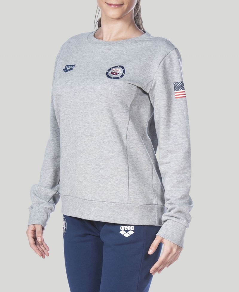 Arena Essential Crew Sweatshirt Grå Röda | EQW54W-165