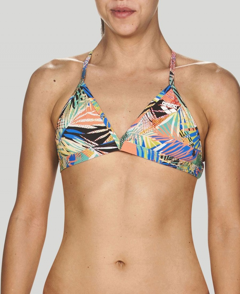 Arena Floral Allover Tie Back Bikiniöverdel Svarta Olika Färger | CSD75S-909