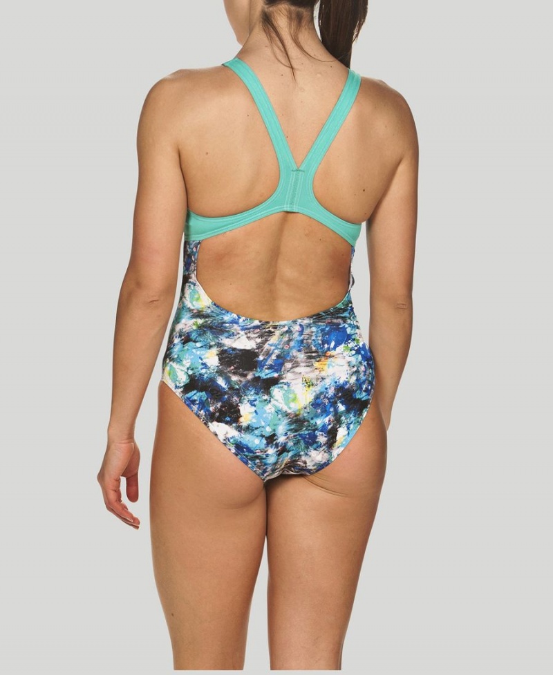 Arena Floral Dots Swim Pro Back Baddräkt Vita Olika Färger | DLA87L-410