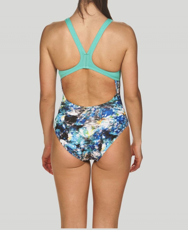 Arena Floral Dots Swim Pro Back Baddräkt Vita Olika Färger | DLA87L-410