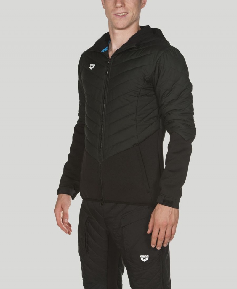 Arena Hooded Half-Quiltad Jacka Svarta | ICJ48T-047