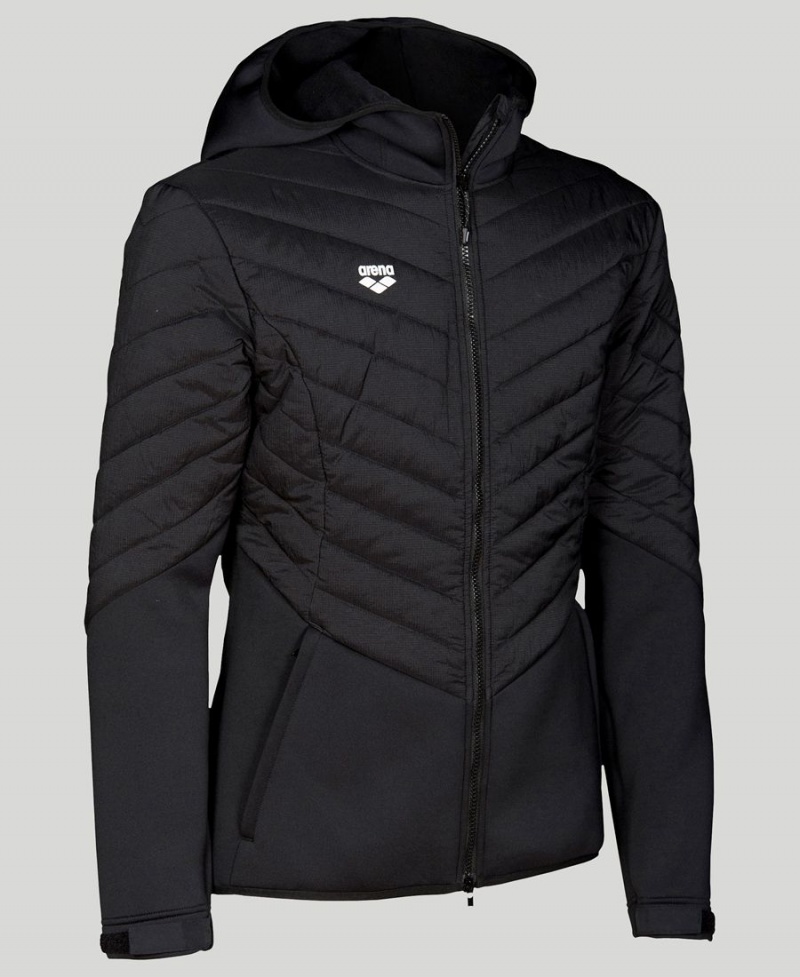 Arena Hooded Half-Quiltad Jacka Svarta | XHR31H-342