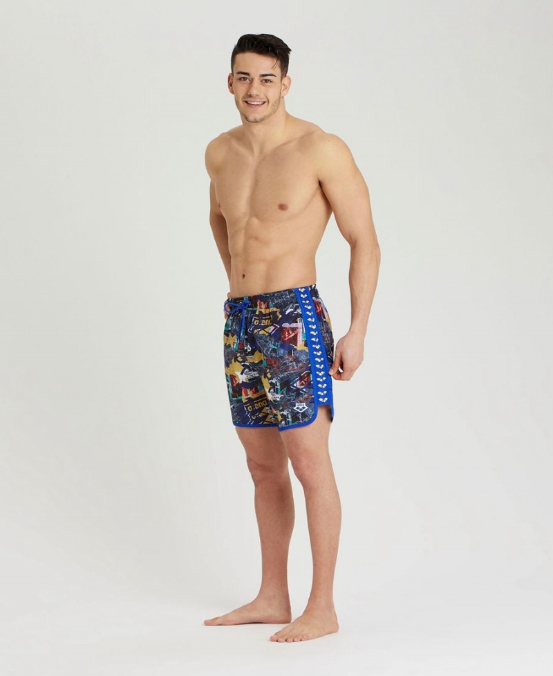 Arena Icons Allover Print Beach Shorts Blå Olika Färger | THA44H-201