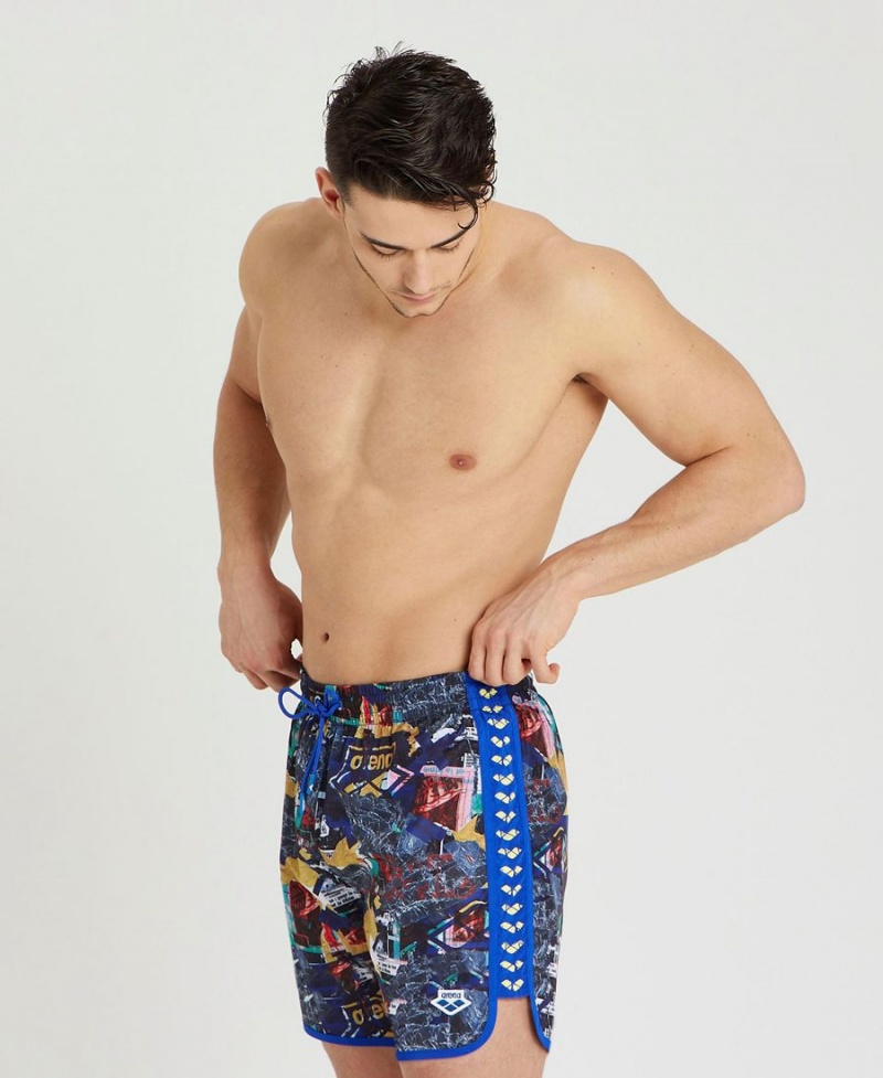 Arena Icons Allover Print Beach Shorts Blå Olika Färger | THA44H-201