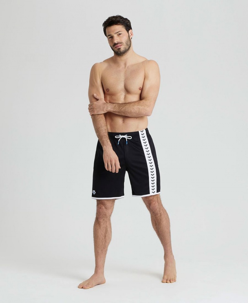 Arena Icons Beach Bermuda Shorts Svarta Vita | QKU08P-818