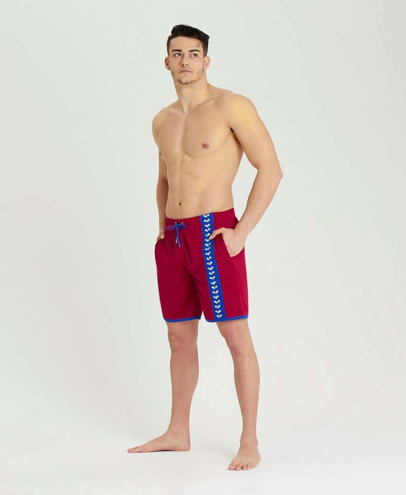 Arena Icons Beach Bermuda Shorts Vinröda Blå | XNP10W-832