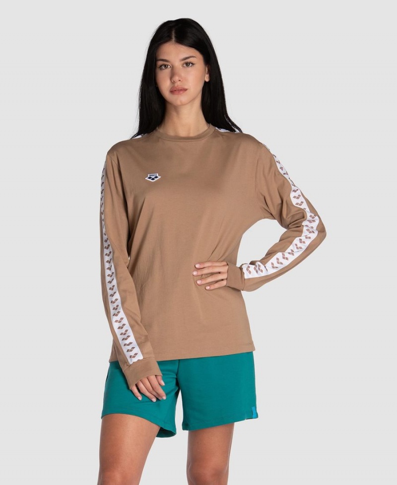 Arena Icons Long Sleeve T-Shirt Khaki Vita | QII52S-561