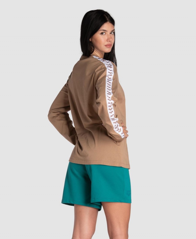 Arena Icons Long Sleeve T-Shirt Khaki Vita | QII52S-561