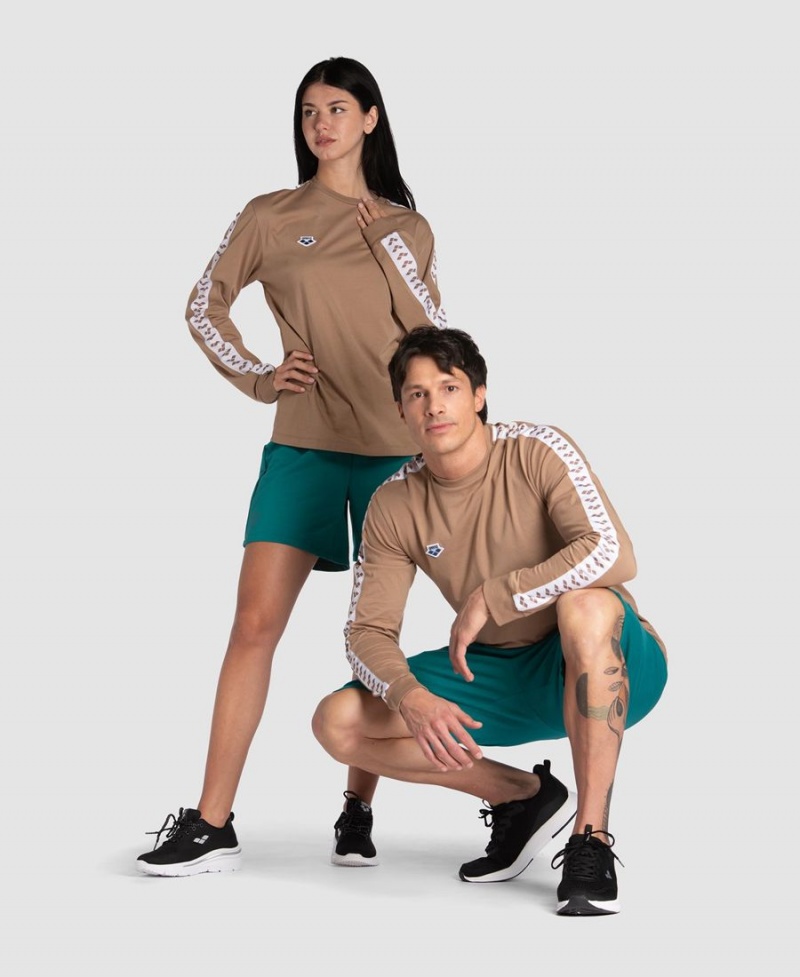 Arena Icons Long Sleeve T-Shirt Khaki Vita | QII52S-561