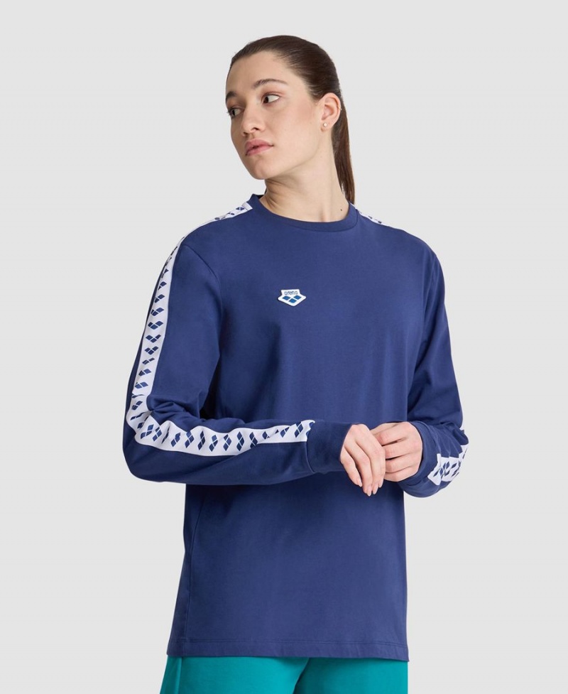 Arena Icons Long Sleeve T-Shirt Marinblå Vita | QQC40X-666