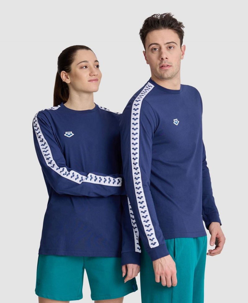 Arena Icons Long Sleeve T-Shirt Marinblå Vita | QQC40X-666