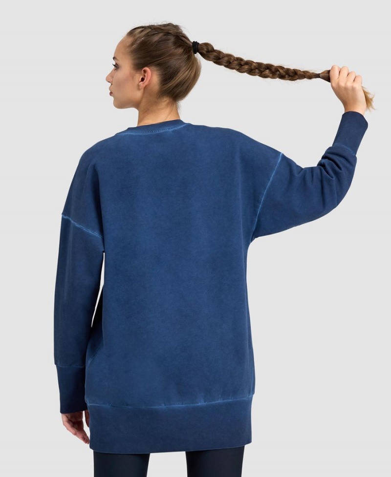 Arena Icons Oversized Crewneck Sweatshirt Marinblå | YTN68N-935