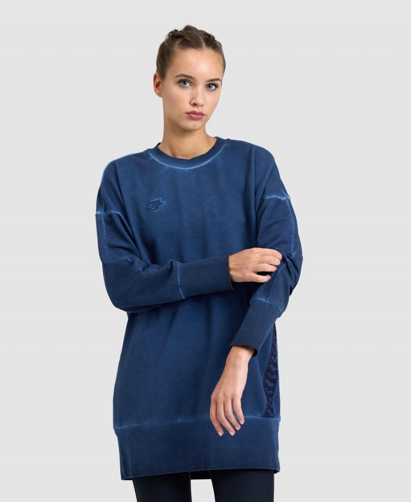 Arena Icons Oversized Crewneck Sweatshirt Marinblå | YTN68N-935