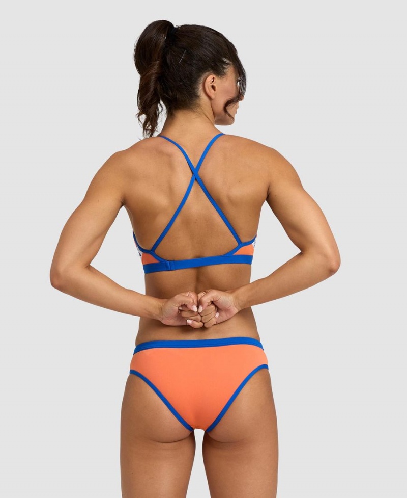 Arena Icons Solid Cross Back Baddräkt Orange Blå | OON06F-921