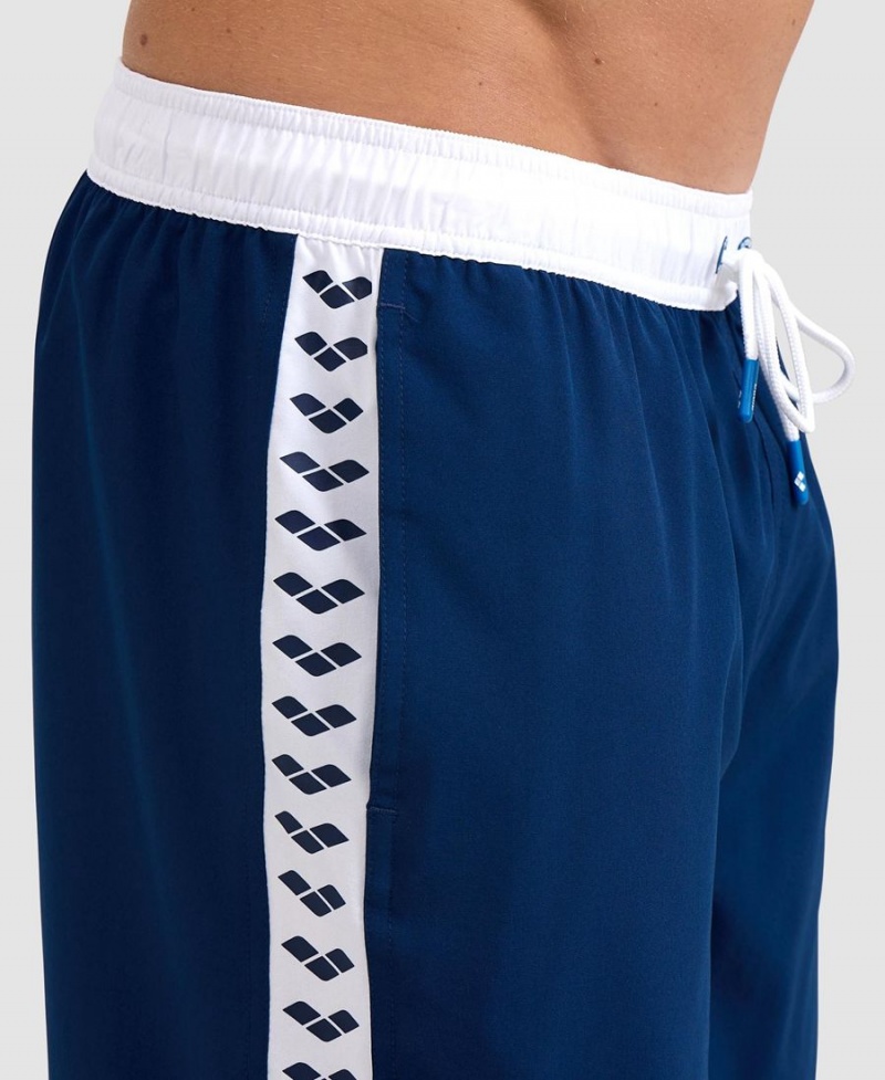 Arena Icons Team Stripe Bermuda Shorts Marinblå Vita | EQC24J-080