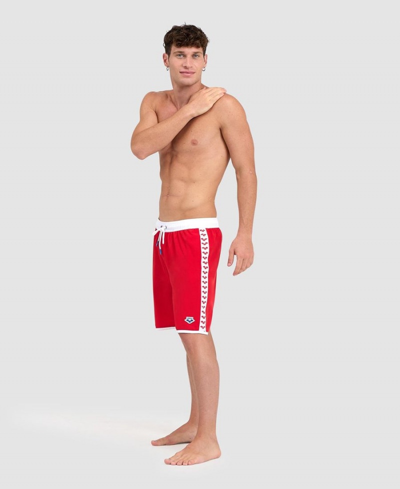 Arena Icons Team Stripe Bermuda Shorts Röda Vita | MIF01Y-709