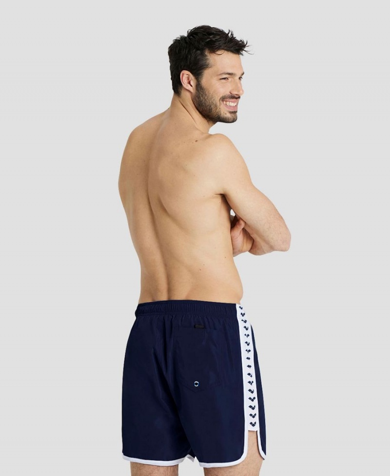 Arena Icons Team Stripe Shorts Marinblå Vita | UQK63E-140