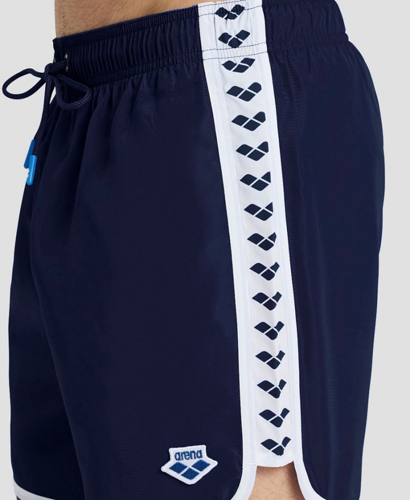 Arena Icons Team Stripe Shorts Marinblå Vita | UQK63E-140