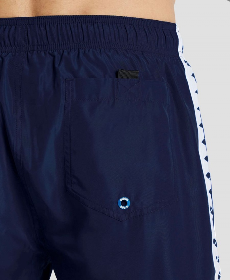 Arena Icons Team Stripe Shorts Marinblå Vita | UQK63E-140