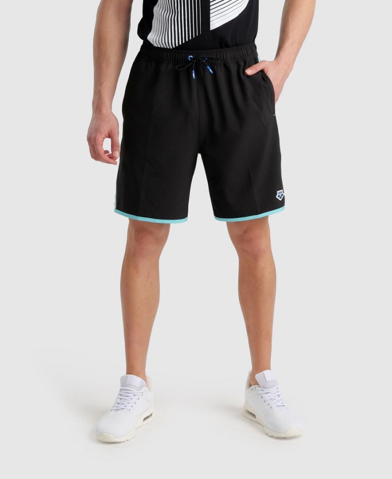 Arena Icons Teamstripe Bermuda Shorts Svarta Vita | LJC69W-988