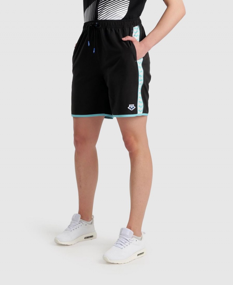 Arena Icons Teamstripe Bermuda Shorts Svarta Vita | LJC69W-988