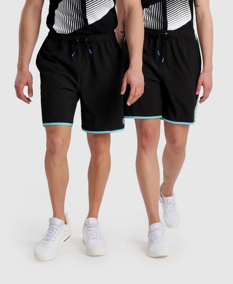 Arena Icons Teamstripe Bermuda Shorts Svarta Vita | LJC69W-988