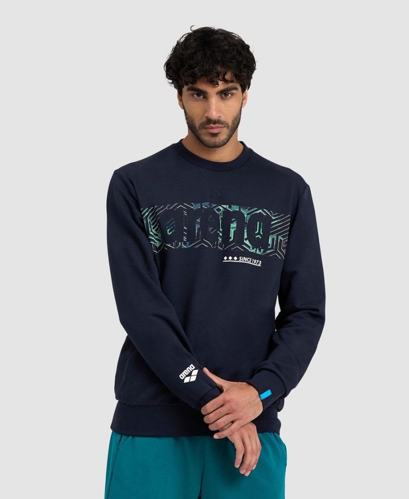 Arena Logo Crewneck Sweatshirt Marinblå | SLF95M-687