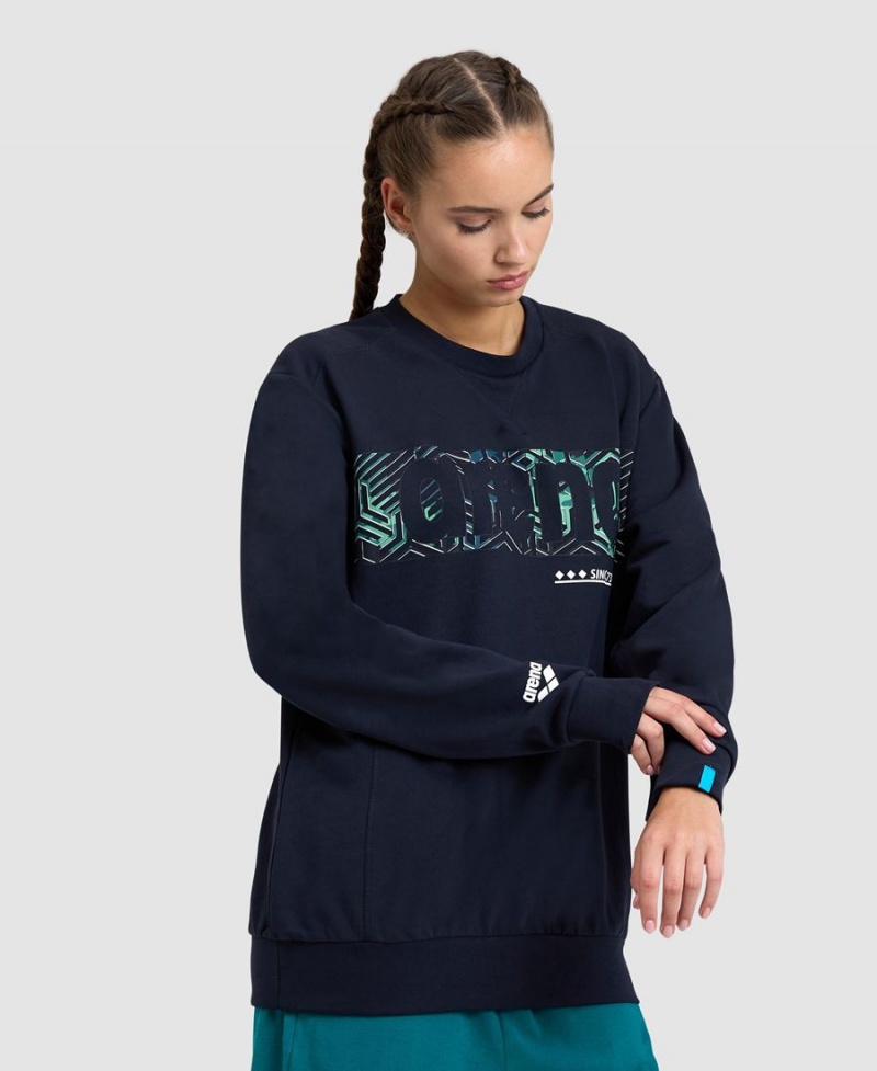 Arena Logo Crewneck Sweatshirt Marinblå | SLF95M-687