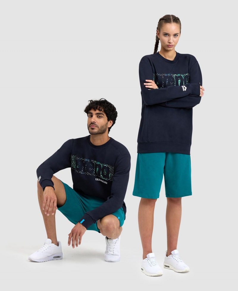 Arena Logo Crewneck Sweatshirt Marinblå | SLF95M-687