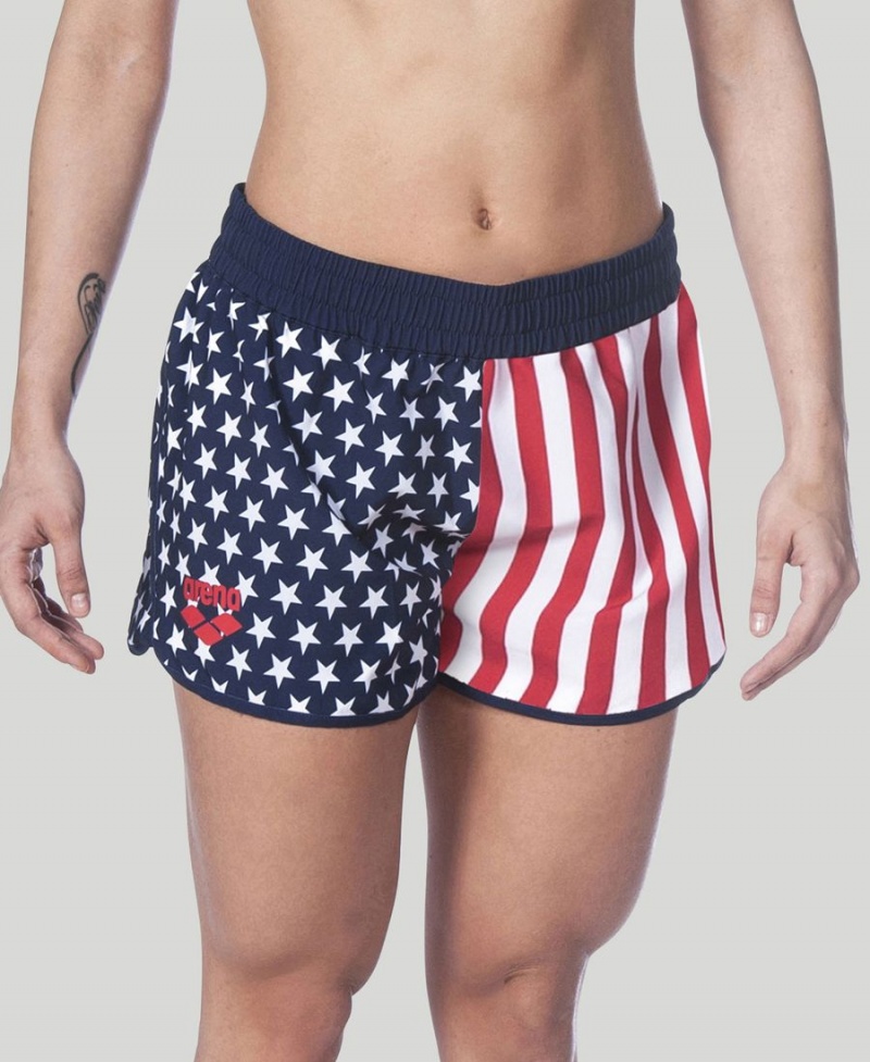 Arena Official USA Swimming National Team Flag Print Shorts Marinblå Röda Vita | BEO60R-093