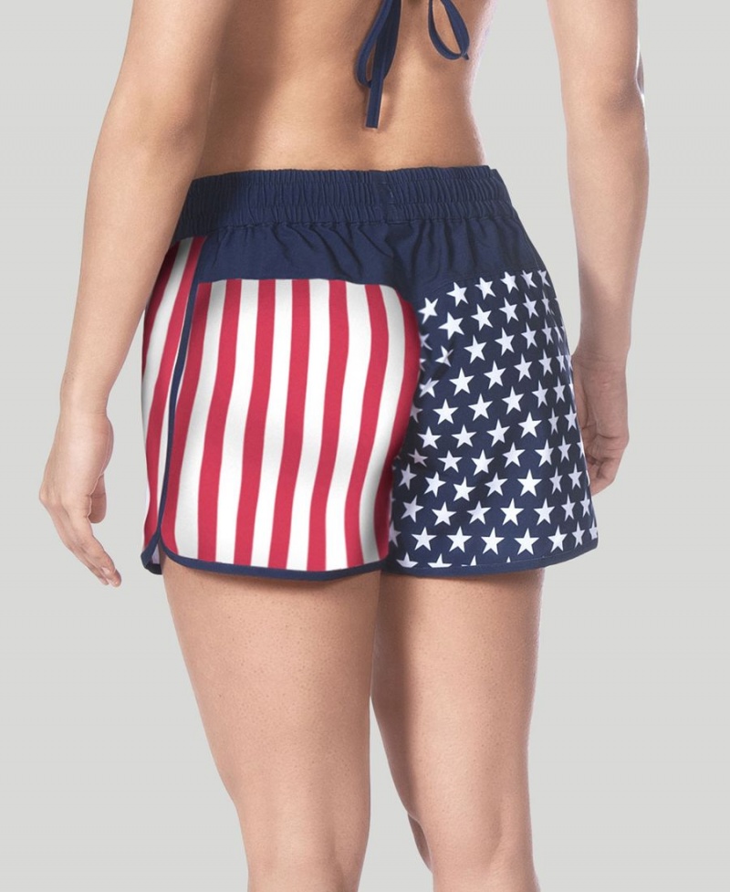 Arena Official USA Swimming National Team Flag Print Shorts Marinblå Röda Vita | BEO60R-093