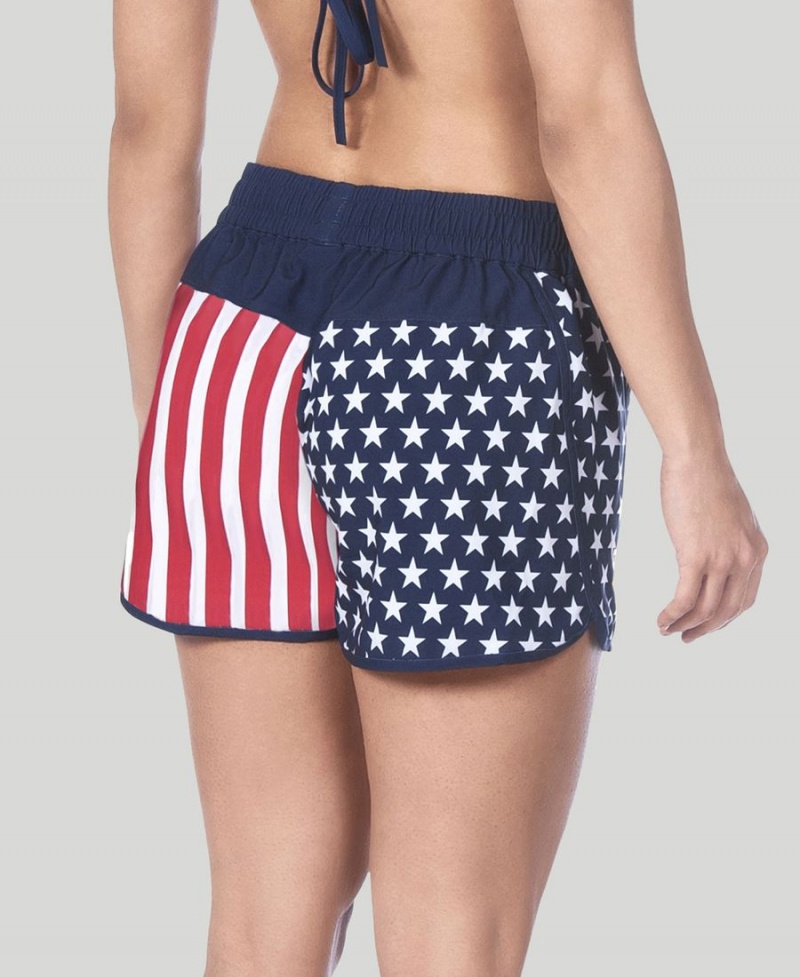 Arena Official USA Swimming National Team Flag Print Shorts Marinblå Röda Vita | BEO60R-093