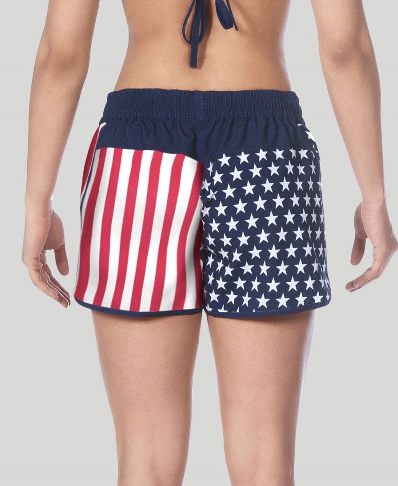 Arena Official USA Swimming National Team Flag Print Shorts Marinblå Röda Vita | BEO60R-093