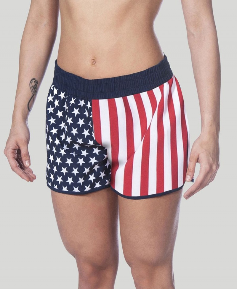 Arena Official USA Swimming National Team Flag Print Shorts Marinblå Röda Vita | BEO60R-093