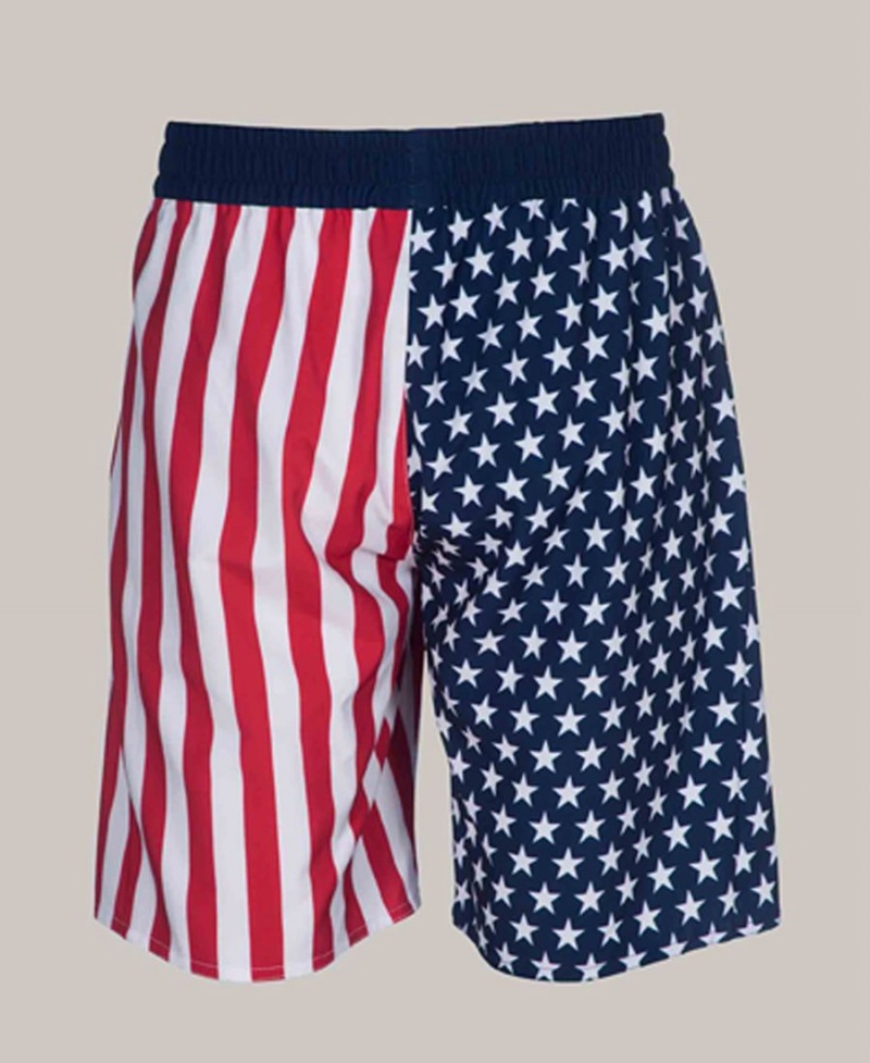 Arena Official USA Swimming National Team Flag Print Bermuda Shorts Marinblå Röda Vita | JVY67E-398