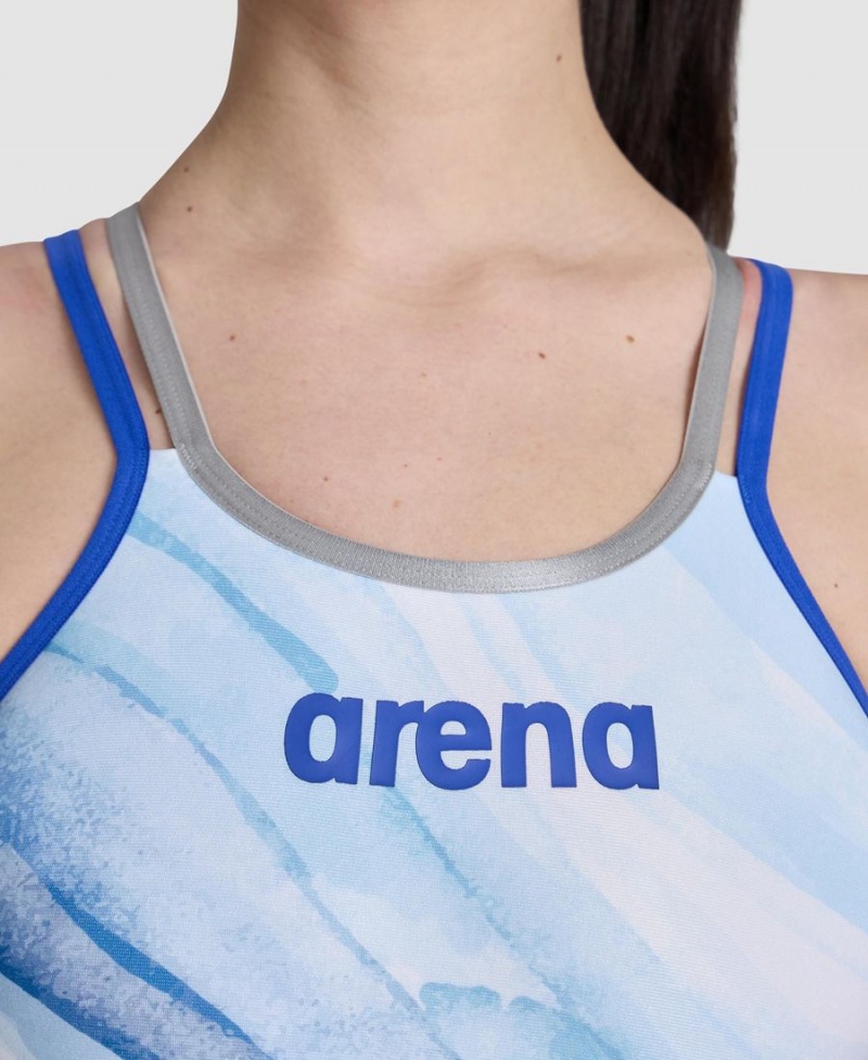 Arena One Dreams Double Cross Back Baddräkt Vita Blå | LOW80C-729