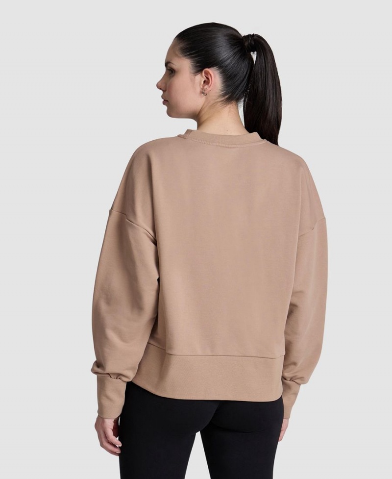 Arena Oversized Crew Neck Sweatshirt Khaki | CZG37V-101